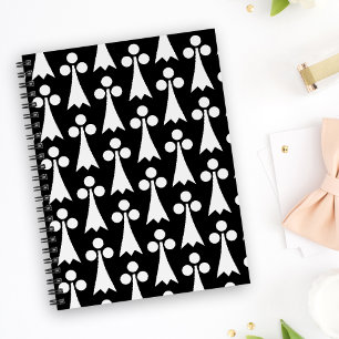 Ermine Pattern, mittelalterliches Muster, weiß auf Notizbuch