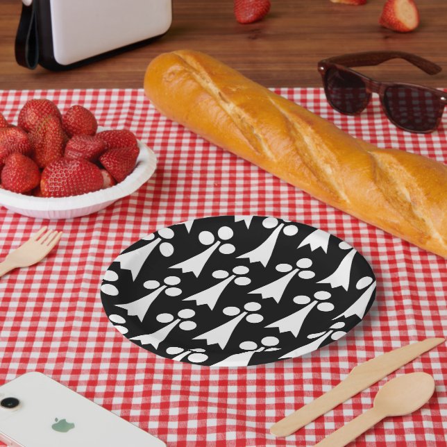 Ermine Pattern, mittelalterliches Muster, weiß auf Pappteller (Picknick)