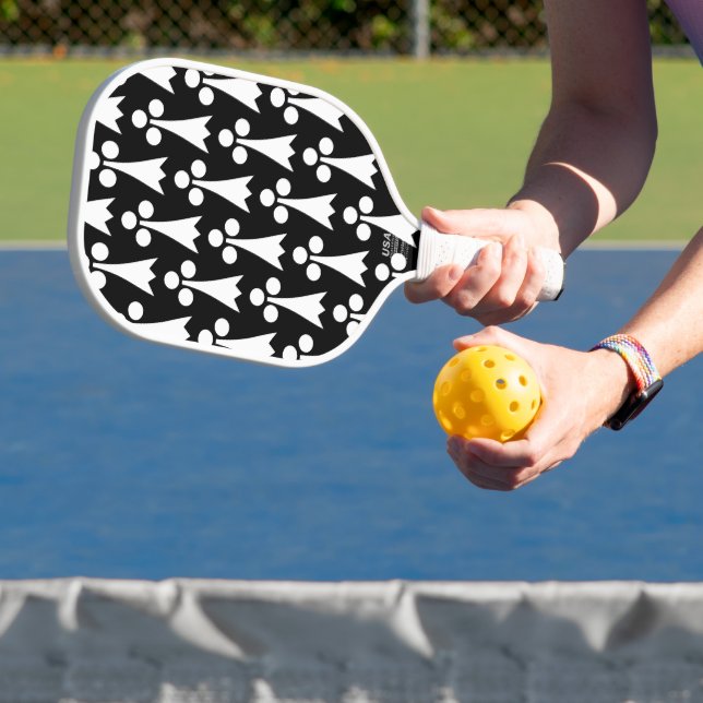 Ermine Pattern, mittelalterliches Muster, weiß auf Pickleball Schläger (InSitu)