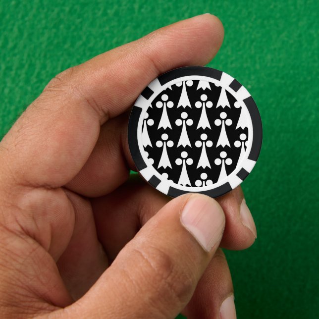 Ermine Pattern, mittelalterliches Muster, weiß auf Pokerchips (Hand)