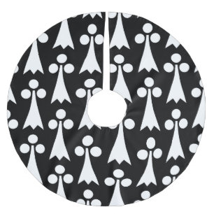 Ermine Pattern, mittelalterliches Muster, weiß auf Polyester Weihnachtsbaumdecke