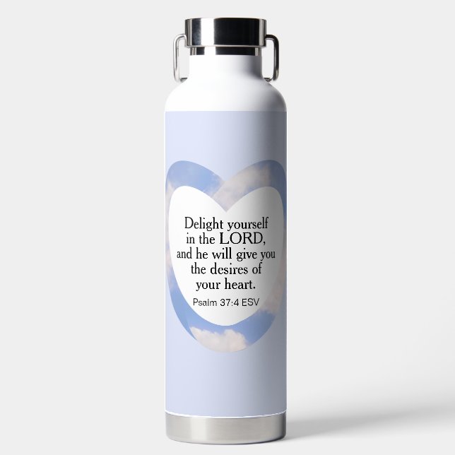Ermutigend und beherzend für die hellblaue Bibelve Trinkflasche (Vorderseite)