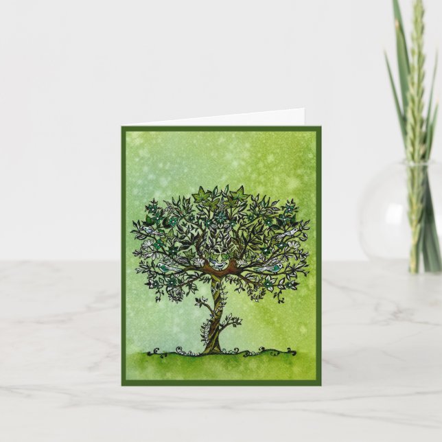 Ermutigende Tree des Lebens geklappte Grußkarte Karte (Vorderseite)