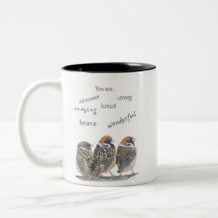 Ermutigender Unterstützender Lustiger Spatz Vogel Zweifarbige Tasse