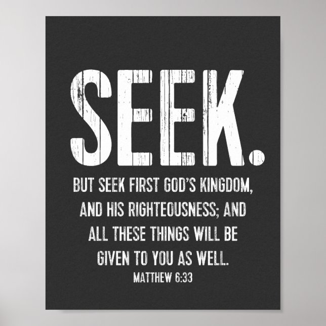 Ermutigung der Bibel, Schrift Matthew 6:33 Poster (Vorne)