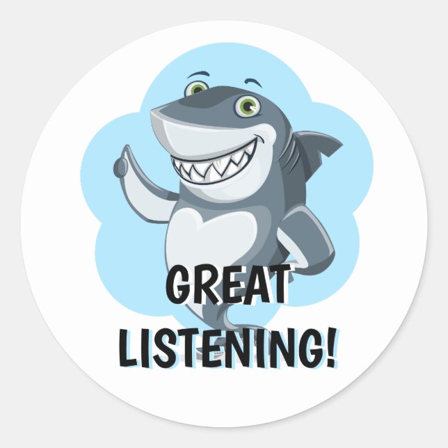 Ermutigung des Shark Teacher zum Zuhören Runder Aufkleber (Vorderseite)