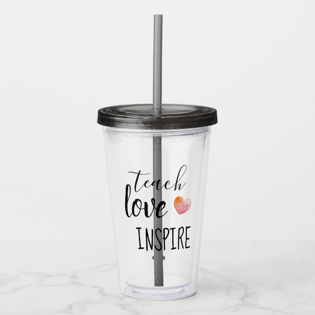 Ermutigung Liebe Inspiriere Herzlehrer Acryltrinkbecher (Vorderseite)