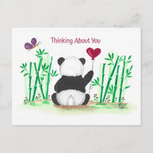 Ermutigung Panda Bambus Schmetterling Herz Ballon Postkarte