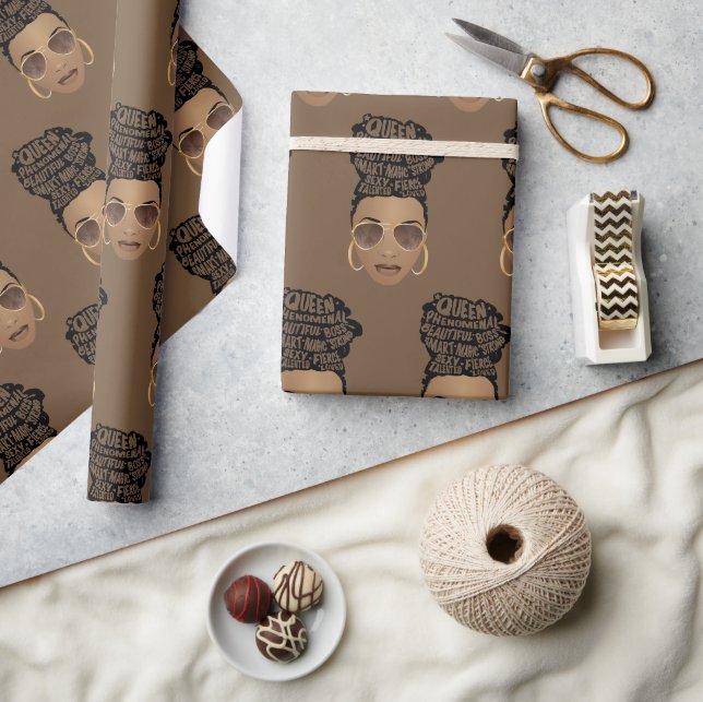 Ermutigung schwarzer Frauen, natürliches Haar, Bun Geschenkpapier (Kunsthandwerk)