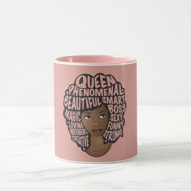 Ermutigung schwarzer Frauen, natürliches Haar, ros Tasse (Zentrum)