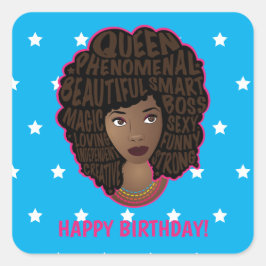 Ermutigung von Frauen, Starry Happy Birthday, Blue Quadratischer Aufkleber