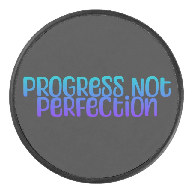 Ermutigung von Textfortschritt nicht perfekt Eishockey Puck (Vorderseite)