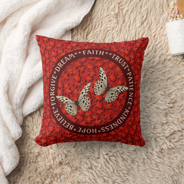Ermutigung von Wörtern Herbstlaub Inspiration Kissen (Decke)