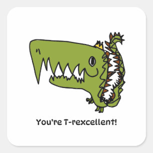 Ermutigungsaufkleber für Kinder - T-Rex Quadratischer Aufkleber
