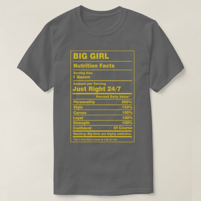 Ernährung Fakten Big Girl T-Shirt (Design vorne)