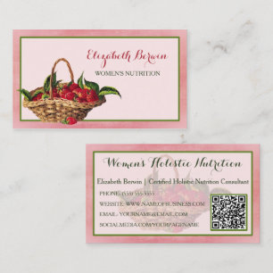 Ernährung für Frauen Rosa Erdbeeren QR-Code Visitenkarte