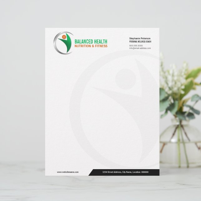 Ernährung Wellness und Fitness Coach Business Briefbogen (Stehend Vorderseite)