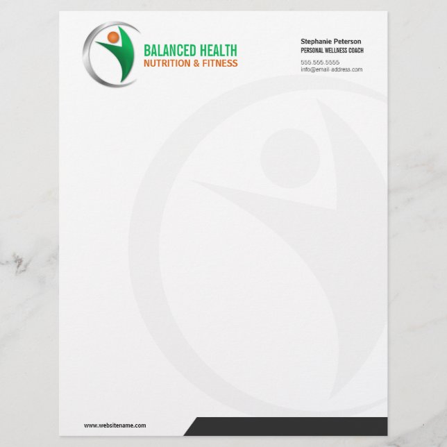 Ernährung Wellness und Fitness Coach Business Briefkopf (Vorderseite)