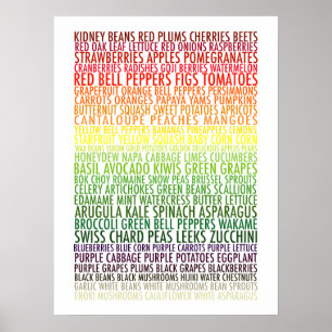 Ernährungs-Regenbogen-Obst- und GemüseText Poster