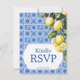 🌈  Ernährungsbedarf + QR Azul & Limone Romance RSVP Karte