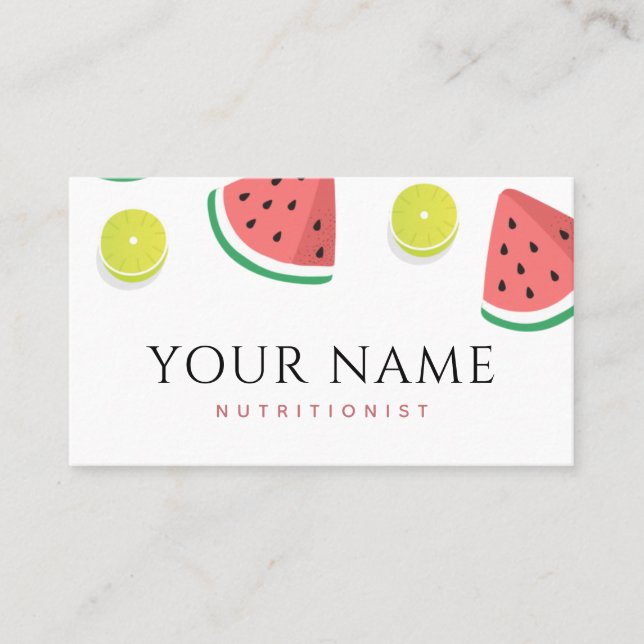 Ernährungsberater Dietitian Watermelon Limones Nie Visitenkarte (Vorderseite)