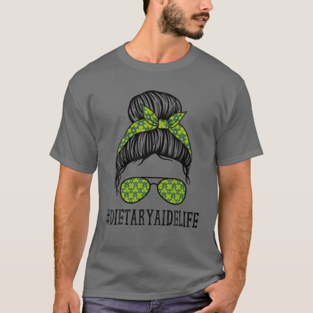Ernährungsberatung Frauen Messy Bun St Patrick's D T-Shirt (Vorderseite)