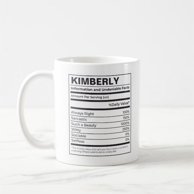 ERNÄHRUNGSFAKTEN EINER PERSON KAFFEETASSE (Links)