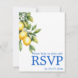 💙🍋Ernährungspräferenzen  Azul & Limone Romance RSVP Karte