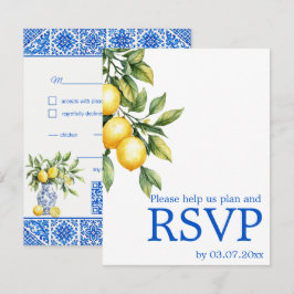 💙🍋Ernährungspräferenzen Azul & Limone Romance RSVP Karte