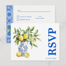 💙🍋Ernährungspräferenzen Azul & Limone Romance RSVP Karte