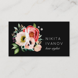 Ernennung des eleganten Floral Salon Scissors Logo Visitenkarte