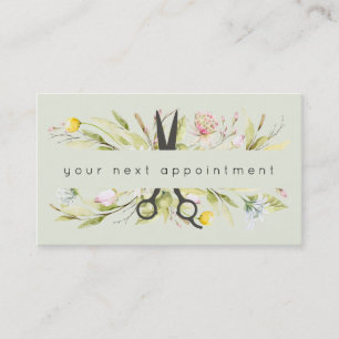 Ernennung des eleganten Floral Salon Scissors Logo Visitenkarte