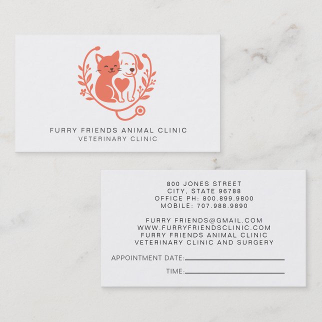 Ernennung des niedlichen Veterinär-Logos und Visitenkarte (Vorne/Hinten)