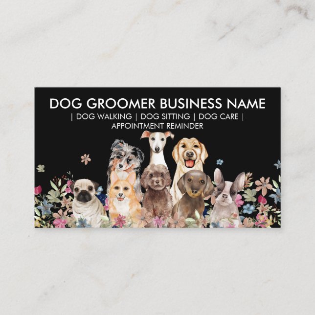 Ernennung des Schwarz-weißen Hundes Walker Visitenkarte (Vorderseite)