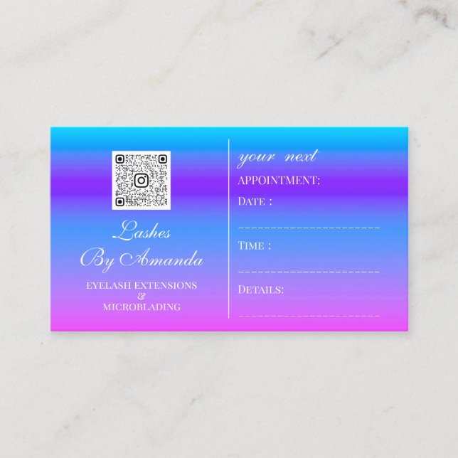 Ernennung Makeup Haare Logo Nägel Pink QR Terminkarte (Vorderseite)