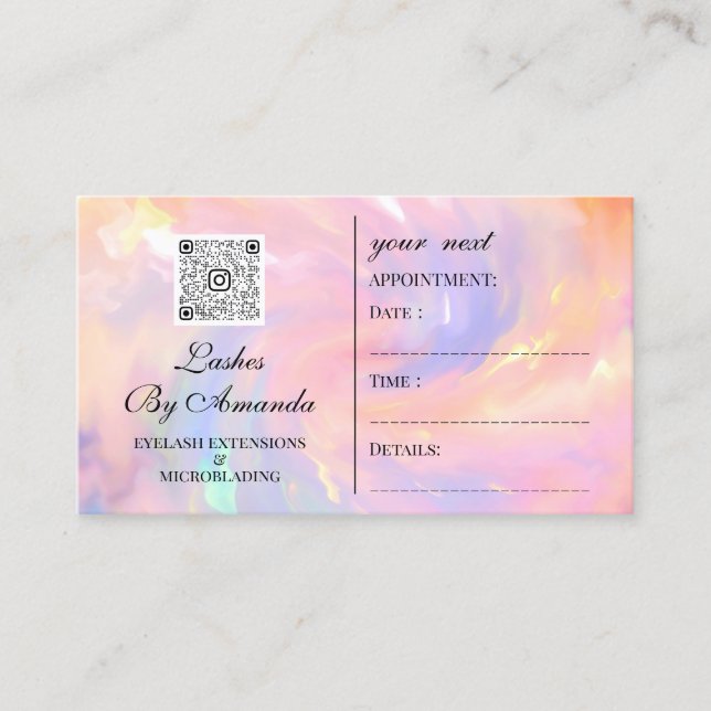 Ernennung Makeup Haare Logo Nails Qr Holograph Terminkarte (Vorderseite)