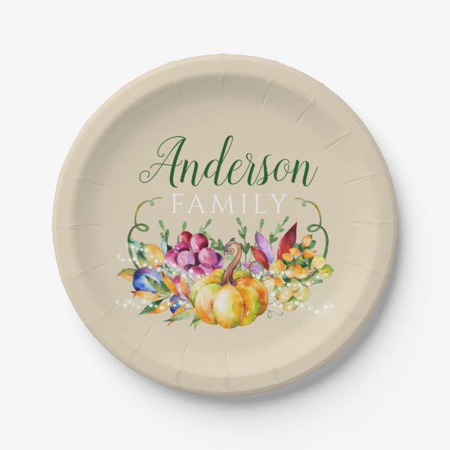 Ernest Bouquet Familienname Fall Pappteller (Vorderseite)
