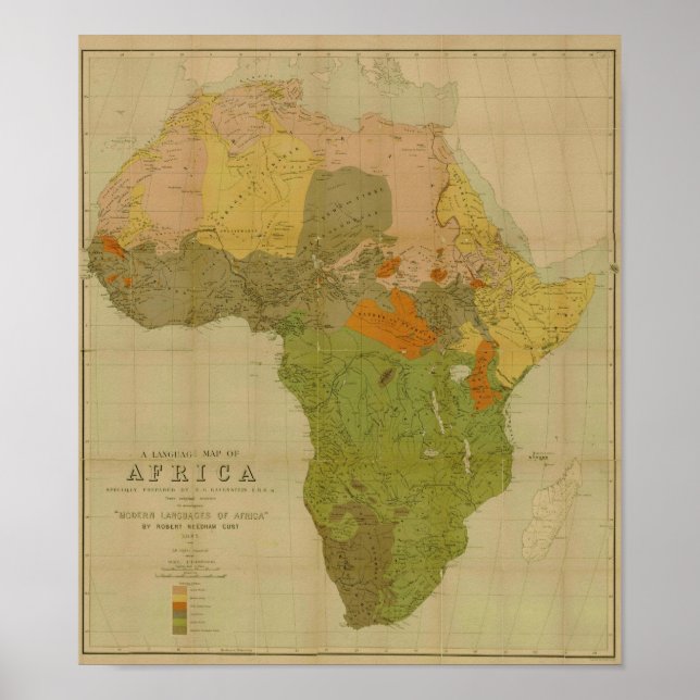 Ernest George Ravenstein - Sprachkarte Afrikas Poster (Vorne)