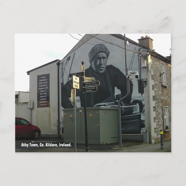 Ernest Shackleton Wandgemälde, Athy Stadt, Irland. Postkarte (Vorderseite)