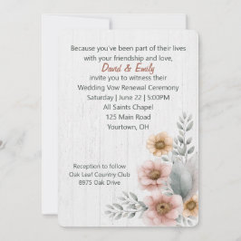 Erneuerbare Blume auf Holz Einladung