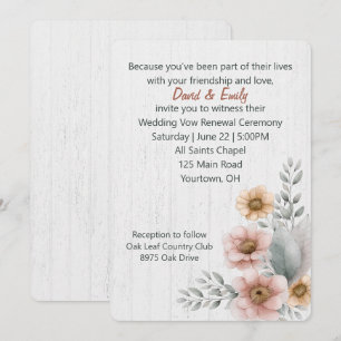 Erneuerbare Blume auf Holz Einladung