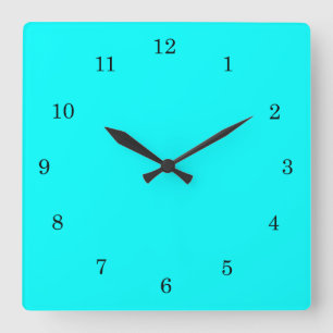 Erneuernde blauer NeonTürkis-feste helle Farbe Quadratische Wanduhr