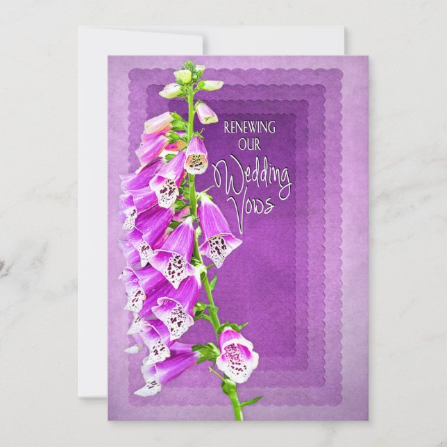 ERNEUERUNG DER VOWS-EINLADUNG - PURPLE-BLUMEN EINLADUNG (Vorderseite)
