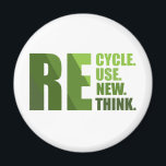 Erneute Neuüberlegung der Wiederverwendung gerecyc Magnet<br><div class="desc">recycle Wiederverwendung erneute Überlegung ist ein originelles grafisches Design, das eine perfekte Möglichkeit ist, die Botschaft des recycelnd zu verbreiten, während Sie zeigen, wie man die Botschaft besser verbreiten kann, als wenn man sie auf der Brust trägt? Das heißt, Sie tun Ihren Teil, um den Planeten zu retten. Dieses Design...</div>