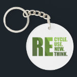 Erneute Neuüberlegung der Wiederverwendung gerecyc Schlüsselanhänger<br><div class="desc">recycle Wiederverwendung erneute Überlegung ist ein originelles grafisches Design, das eine perfekte Möglichkeit ist, die Botschaft des recycelnd zu verbreiten, während Sie zeigen, wie man die Botschaft besser verbreiten kann, als wenn man sie auf der Brust trägt? Das heißt, Sie tun Ihren Teil, um den Planeten zu retten. Dieses Design...</div>