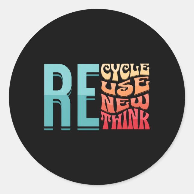 Erneute Wiederverwendung gerecycelt Umweltaktivitä Runder Aufkleber (Vorderseite)