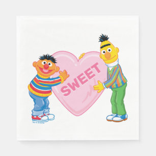 Ernie & Bert Big Valentine's Heart Serviette