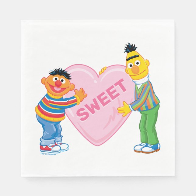Ernie & Bert Big Valentine's Heart Serviette (Vorderseite)