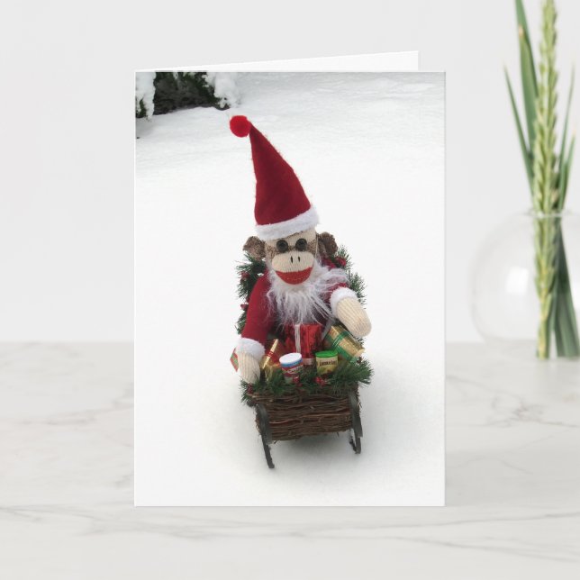 Ernie la carte de Noël Père Noël Sock Monkey (Devant)