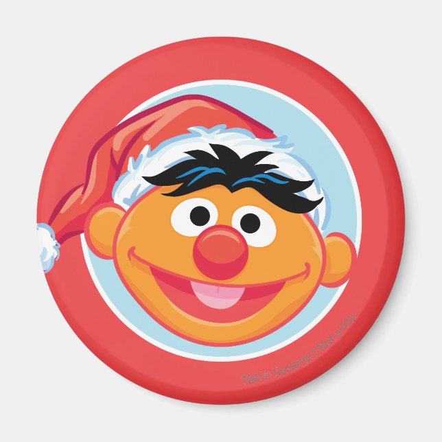 Ernie mit Weihnachtsmannmütze Magnet (Vorne)